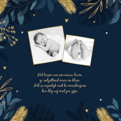 Geboortekaartje nacht jungle goud maan sterren hartjes 2