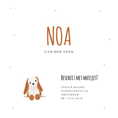 Geboortekaartje naturel kleuren meisje met rotan wieg 3