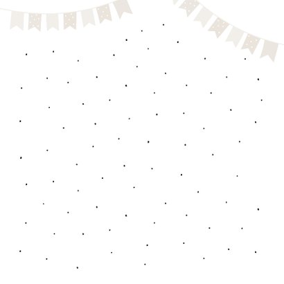Geboortekaartje naturel kleuren meisje met rotan wieg Achterkant