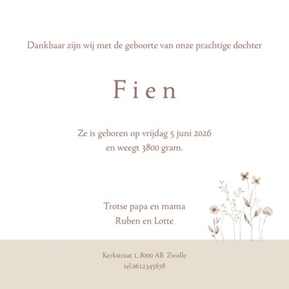 Geboortekaartje naturel wieg 3