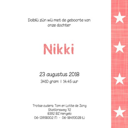 Geboortekaartje Nikki 3
