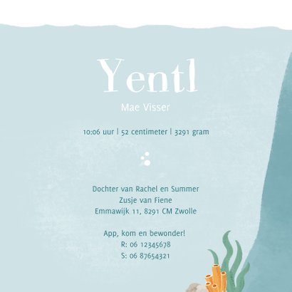 Geboortekaartje oceaan met onderzeeër en koraal 3