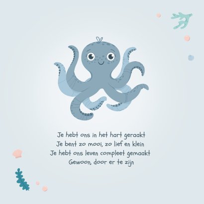 Geboortekaartje octopus oceaan jongen zeester 2