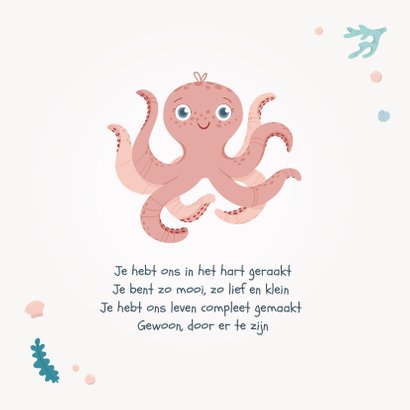 Geboortekaartje octopus oceaan meisje zeester 2
