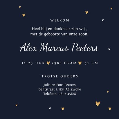 Geboortekaartje olifant jongen stijlvol goud lijntekening 3