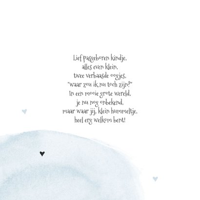 Geboortekaartje olifant jongen waterverf hartjes 2