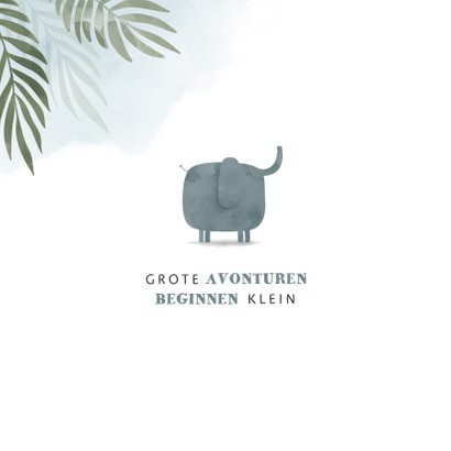 Geboortekaartje olifant jungle met waterverf 2