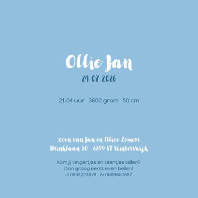 Geboortekaartje olifant met jongetje 3