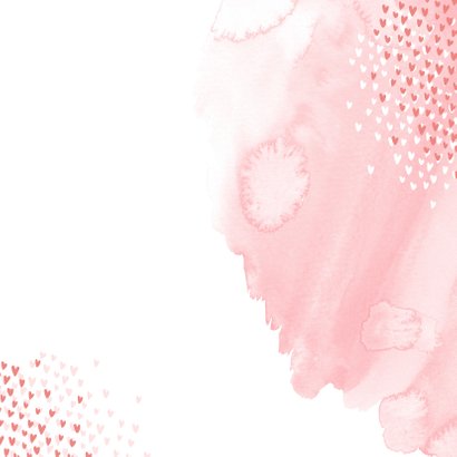 Geboortekaartje olifant waterverf hartjes roze meisje Achterkant