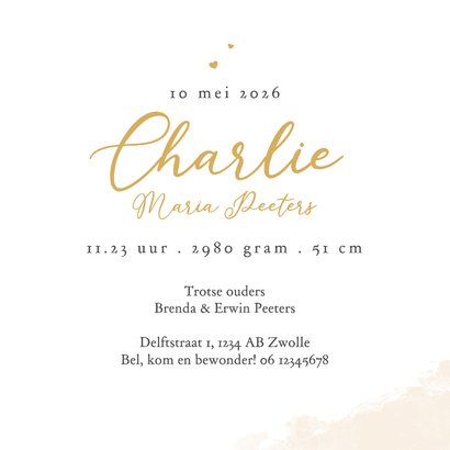 Geboortekaartje olifantje hartjes lief waterverf dieren 3