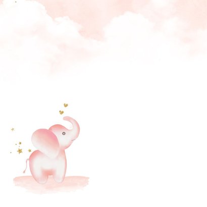 Geboortekaartje olifantje meisje wolkjes 2