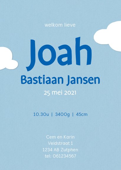 Geboortekaartje ooievaar met jongen 3