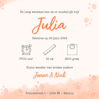 Geboortekaartje oranje - Lief klein vosje 3