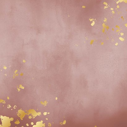 Geboortekaartje oud roze waterverf gouden spetters Achterkant