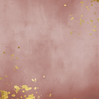 Geboortekaartje oud roze waterverf gouden spetters Achterkant