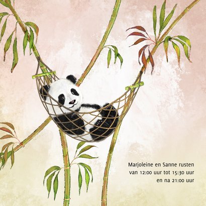 Geboortekaartje panda meisje tussen bamboe 2