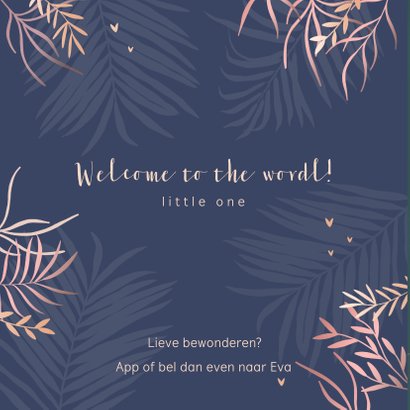 Geboortekaartje paradijsvogel met rose look 2