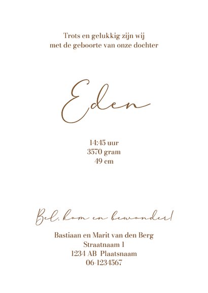 Geboortekaartje pentekening sepia slapende baby 3