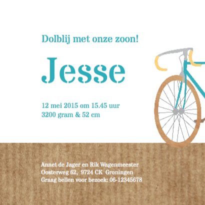 Geboortekaartje racefiets jongen 3