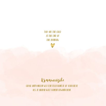 Geboortekaartje regenboog hartjes wolken roze 2