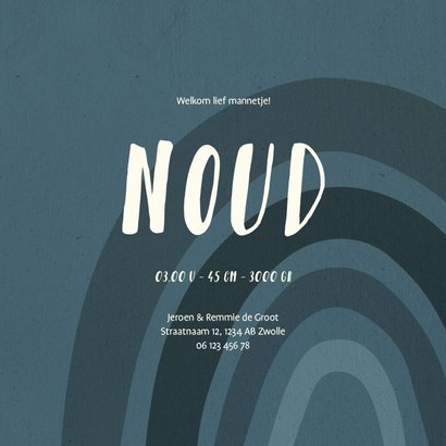 Geboortekaartje regenboog in blauwtinten 3