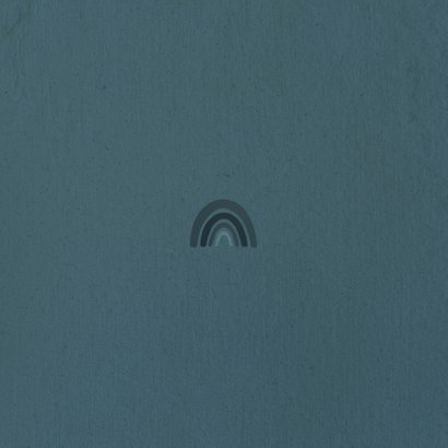 Geboortekaartje regenboog in blauwtinten Achterkant