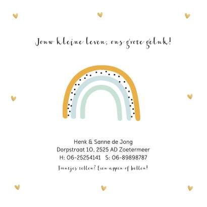 Geboortekaartje regenboog jongen 2