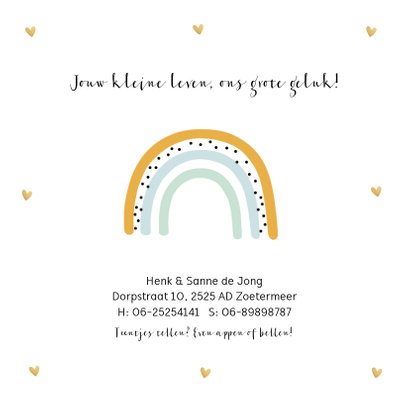 Geboortekaartje regenboog jongen 2