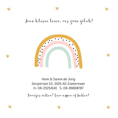 Geboortekaartje regenboog meisje 2
