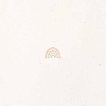 Geboortekaartje regenboog met pastelkleuren Achterkant