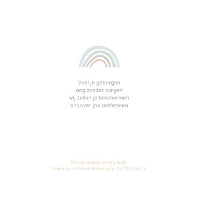 Geboortekaartje regenboogjes blauw groen grijs taupe 2