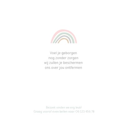 Geboortekaartje regenboogjes roze groen grijs taupe 2