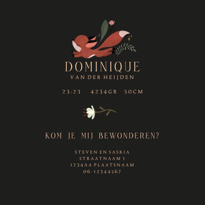 Geboortekaartje rennend jong vosje  3