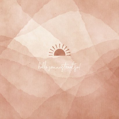 Geboortekaartje roze abstracte achtergrond met zonnetje 2