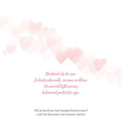 Geboortekaartje roze hartjes meisje 2