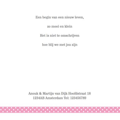 Geboortekaartje roze uiltje boom 2