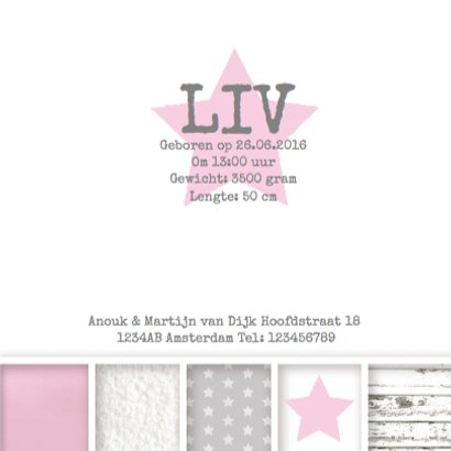 Geboortekaartje roze vakjes girl 3