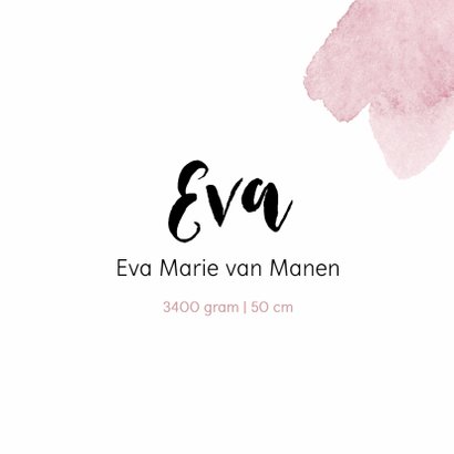 Geboortekaartje roze watercolor 3