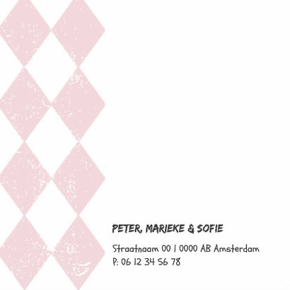 Geboortekaartje roze wieber 2