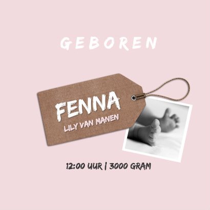 Geboortekaartje roze wieber 3