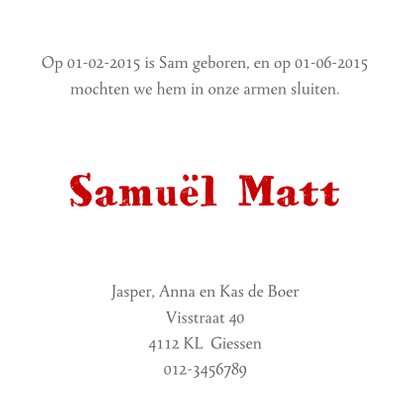 Geboortekaartje Sam 3