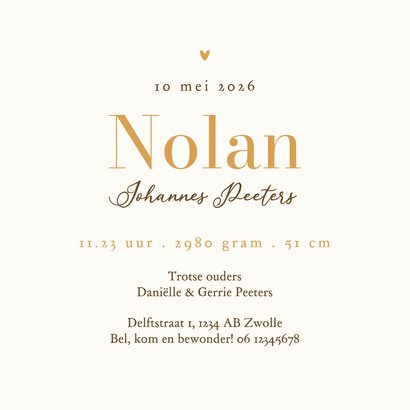 Geboortekaartje schattig uiltje beige lief gestreept 3