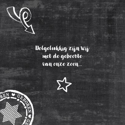 Geboortekaartje schoolbord stoer 2