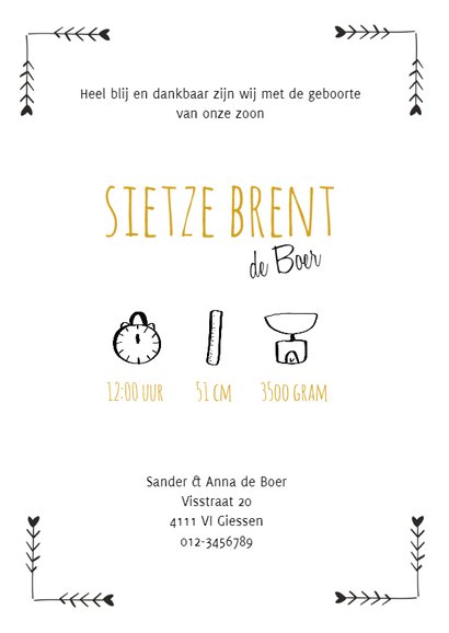Geboortekaartje Sietze - HM 3