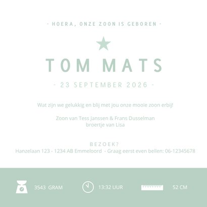 Geboortekaartje silhouet broertje met zus hand in hand Achterkant