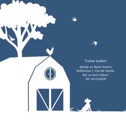 Geboortekaartje silhouet jongen met boerderijdieren 2