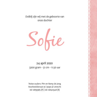 Geboortekaartje Sofie - SK 3