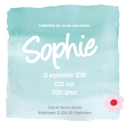 Geboortekaartje Sophie Schaap 3