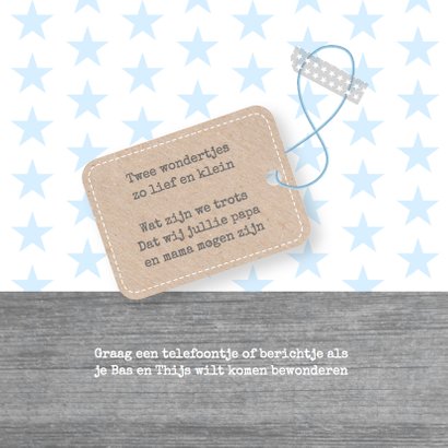 Geboortekaartje stars wood boys 2