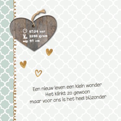 Geboortekaartje Stef mint groen hout- LO 2